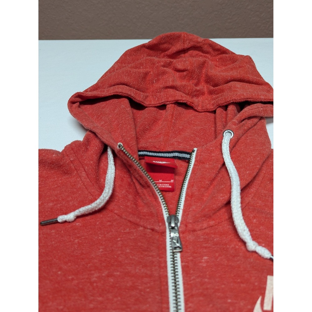 Nike Sportswear Gym Vintage Full Zip Hoodie Red Heather Womens Medium Logo - Picture 3 of 12